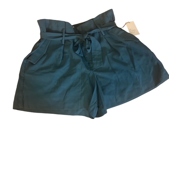 A New Day paperbag Tie Waist Teal Shorts Sz 18 - Picture 3 of 5